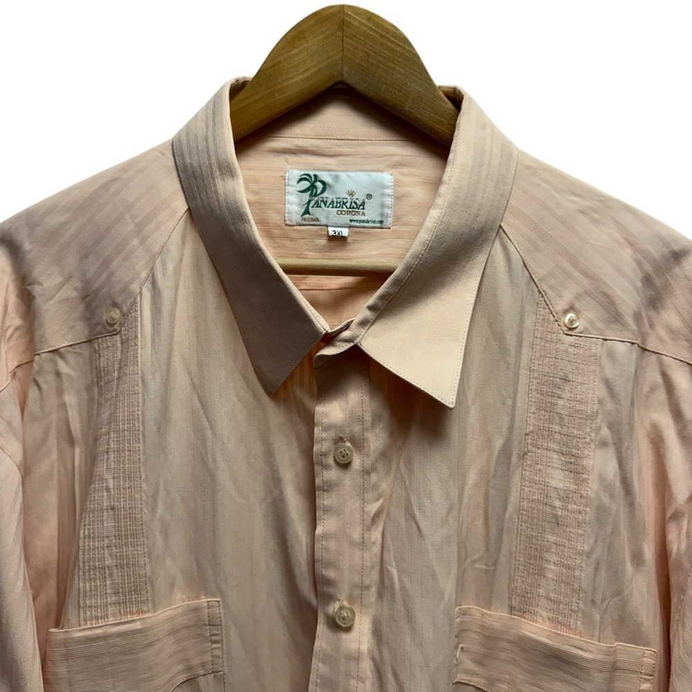 Panabrisa Corona Mens Size 3XL Light Pink Cuban Guayabera L/S Button Front Shirt